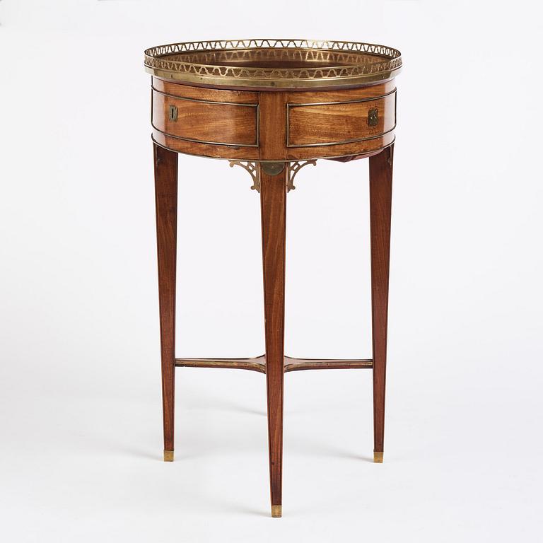 A late Gustavian mahogany  and gilt-brass table in the manner of C. D. Fick, Stockholm late 18th century.