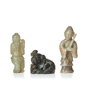 The nephrite figurines, China, circa 1900.