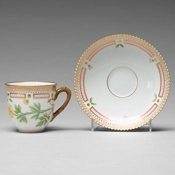 337. A set of four Royal Copenhagen 'Flora Danica' coffee cups with saucers, Denmark, 20th Century.