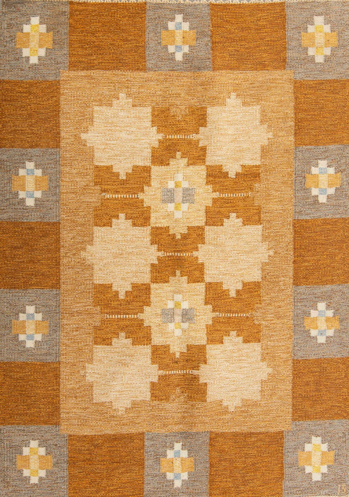 INGEGERD SILOW, matta, Rölakan, sign IS, ca 236 x 170 cm, 1900-talets andra hälft.