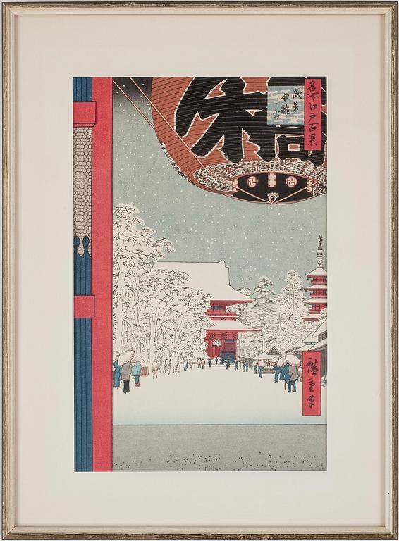 ANDO UTAGAWA HIROSHIGE, efter, träsnitt 6 st. Senare tryck. Japan. 1900-tal.