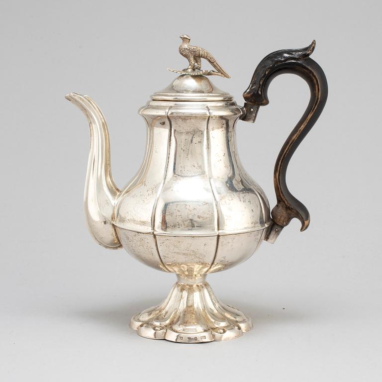 A Swedish 19th century silver coffee-pot, mark of Carl Nystrom, Stockholm 1848.