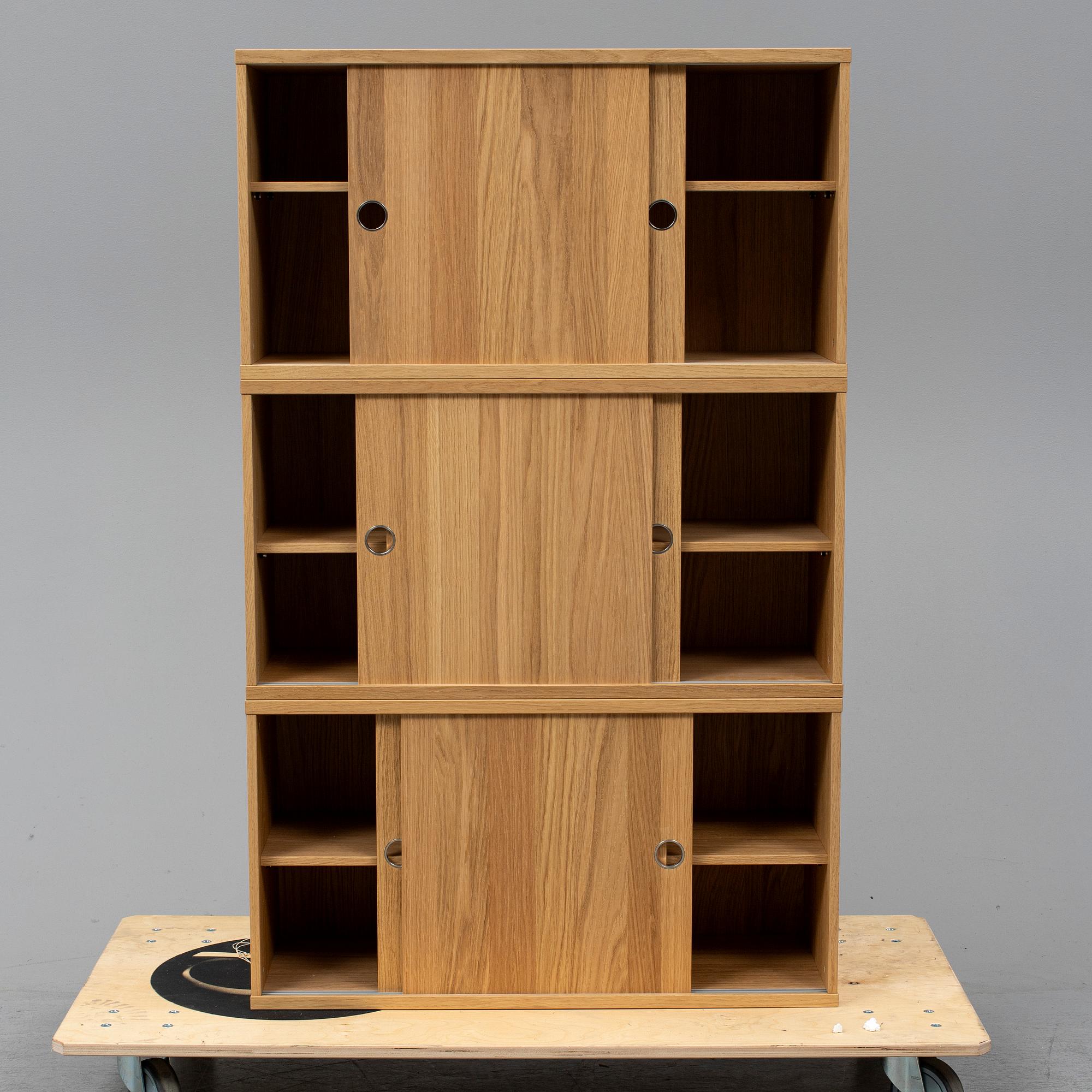 NILS STRINNING, 3 oak 'String' cabinets.