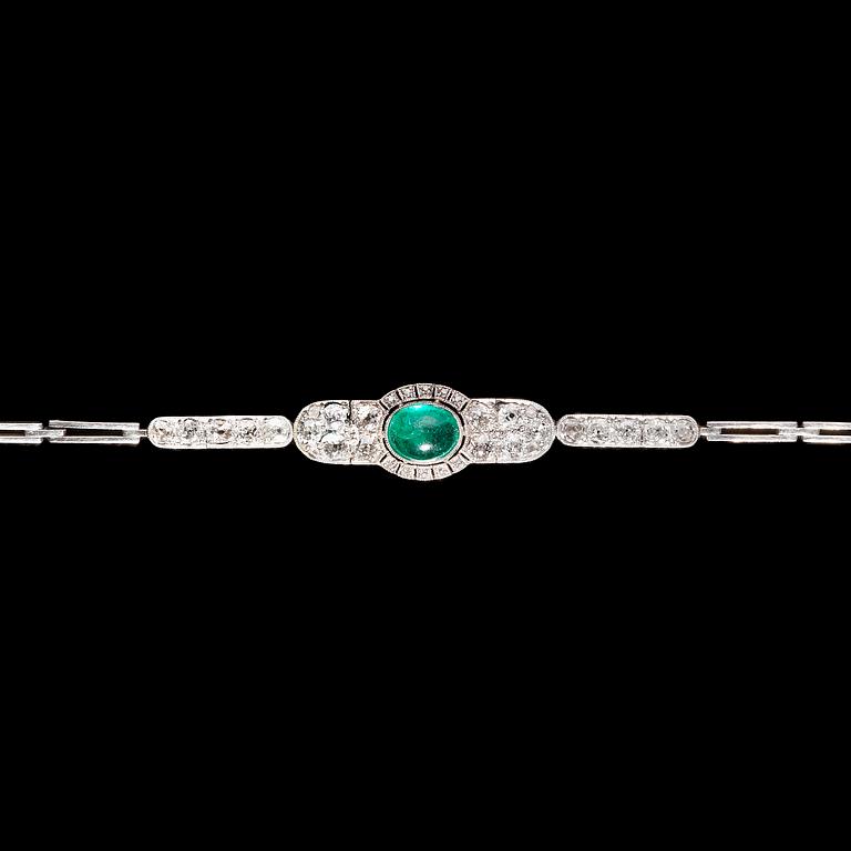 An emerald and diamond bracelet, 1920's.