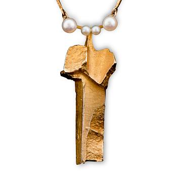 112. Björn Weckström, HALSSMYCKE, "Moln", odlade pärlor, 14K guld. Lapponia 1967.
