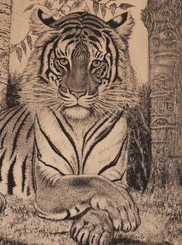 Eduard Wiiralt, "Reclining tiger" (Lamav tiiger).