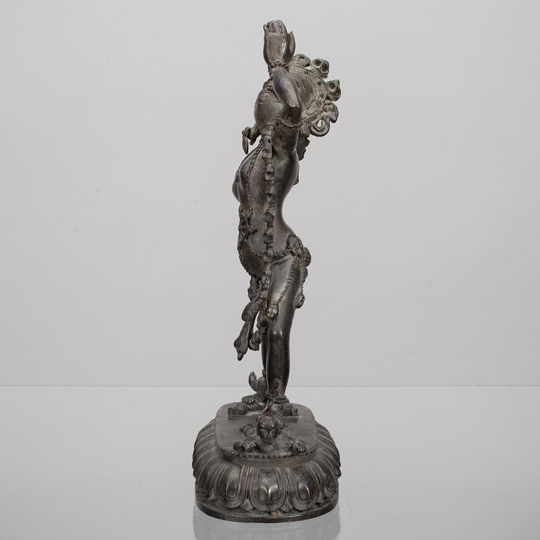 SKULPTUR, patinerad mässing, Tibet 1900-talets senare hälft.