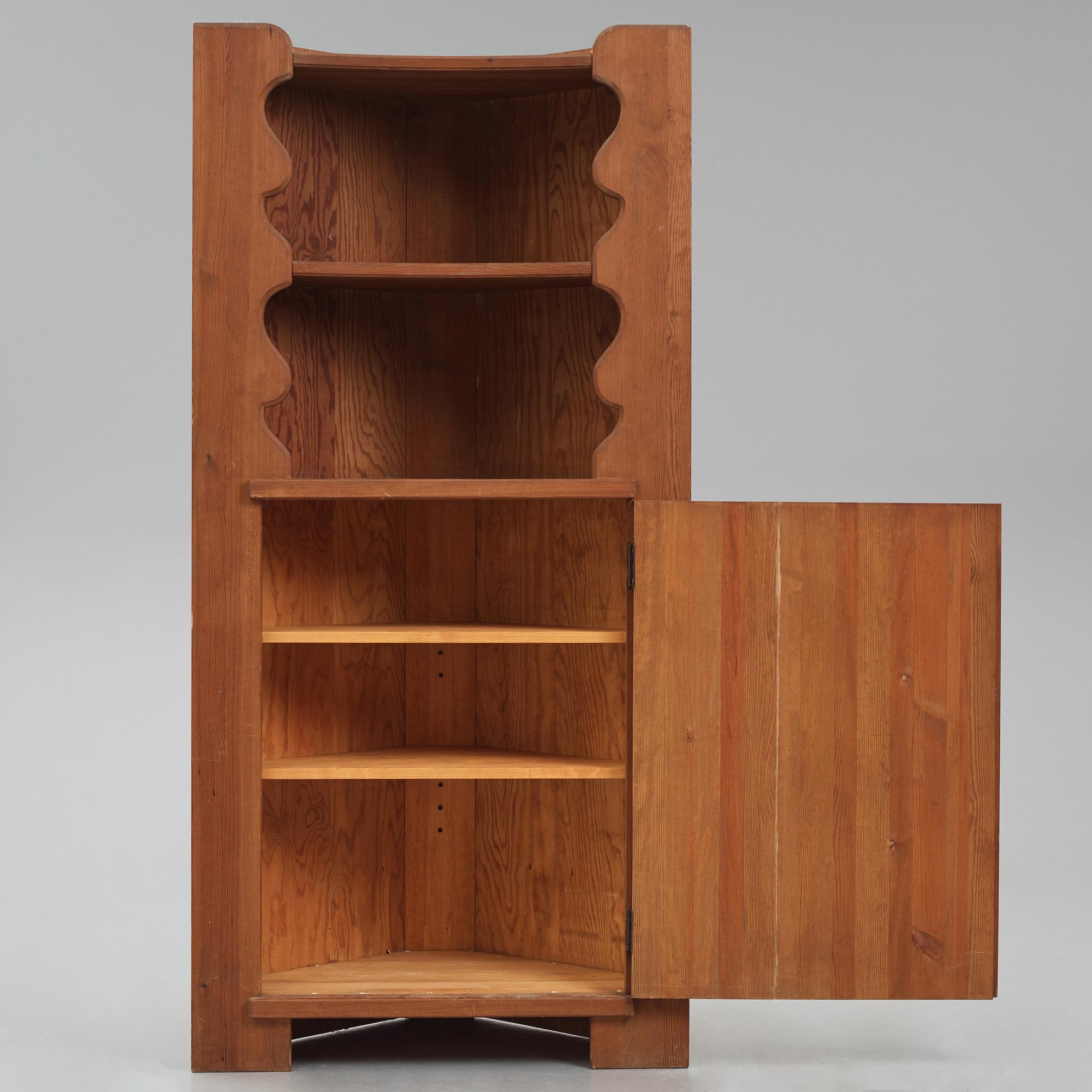 Axel Einar Hjorth, a stained pine corner cabinet, "Utö", Nordiska Kompaniet, Sweden 1930s.