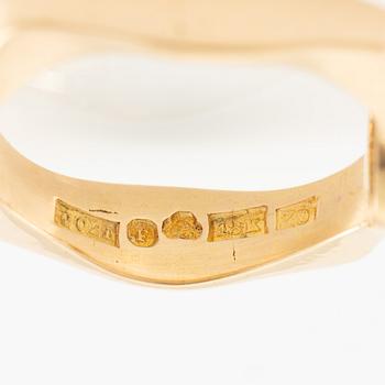 Gobi Gold or Silver Hb, ring, 18K gold with green-tinted stone, Falköping 1974.