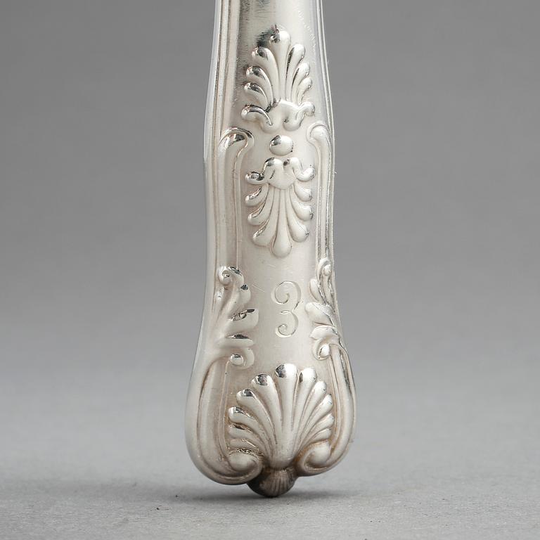BESTICKSERVIS, 142 delar, silver, C.G. Hallberg, Stockholm, 1940-/50-tal. Vikt exkl delar med stålblad ca 4881 gram.