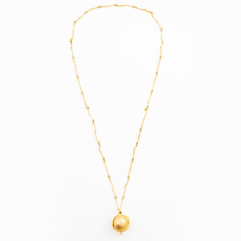 Björn Weckström, collier med klocka "Sun Dial", 18K guld, Finland 1974. För Lapponia.