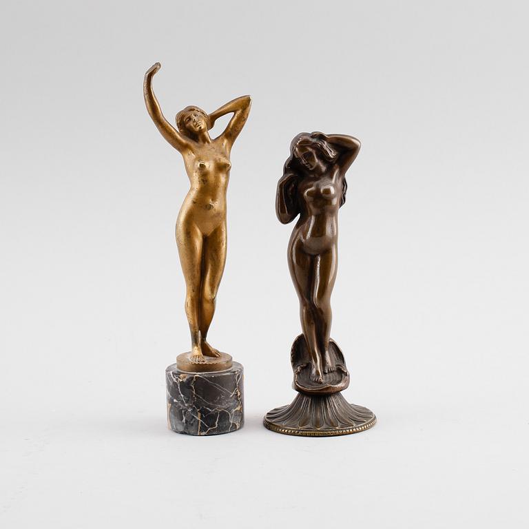 SKULPTURER, 2 st, brons, 1900-talets första hälft.