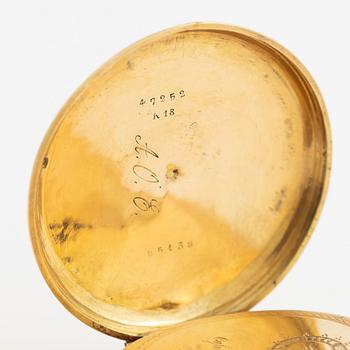 Pocket watch, 18K gold, 37 mm.