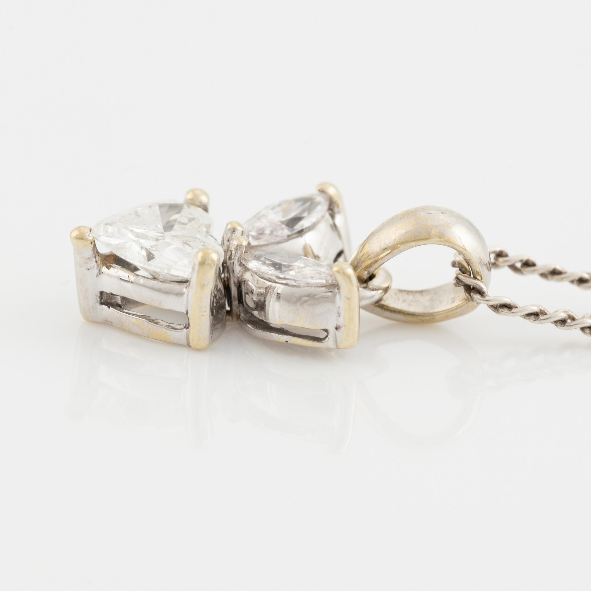 Heart shaped and marquise cut diamond necklace.