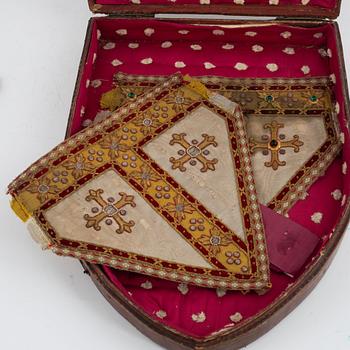 Bishop's mitre with case, circa 1800.