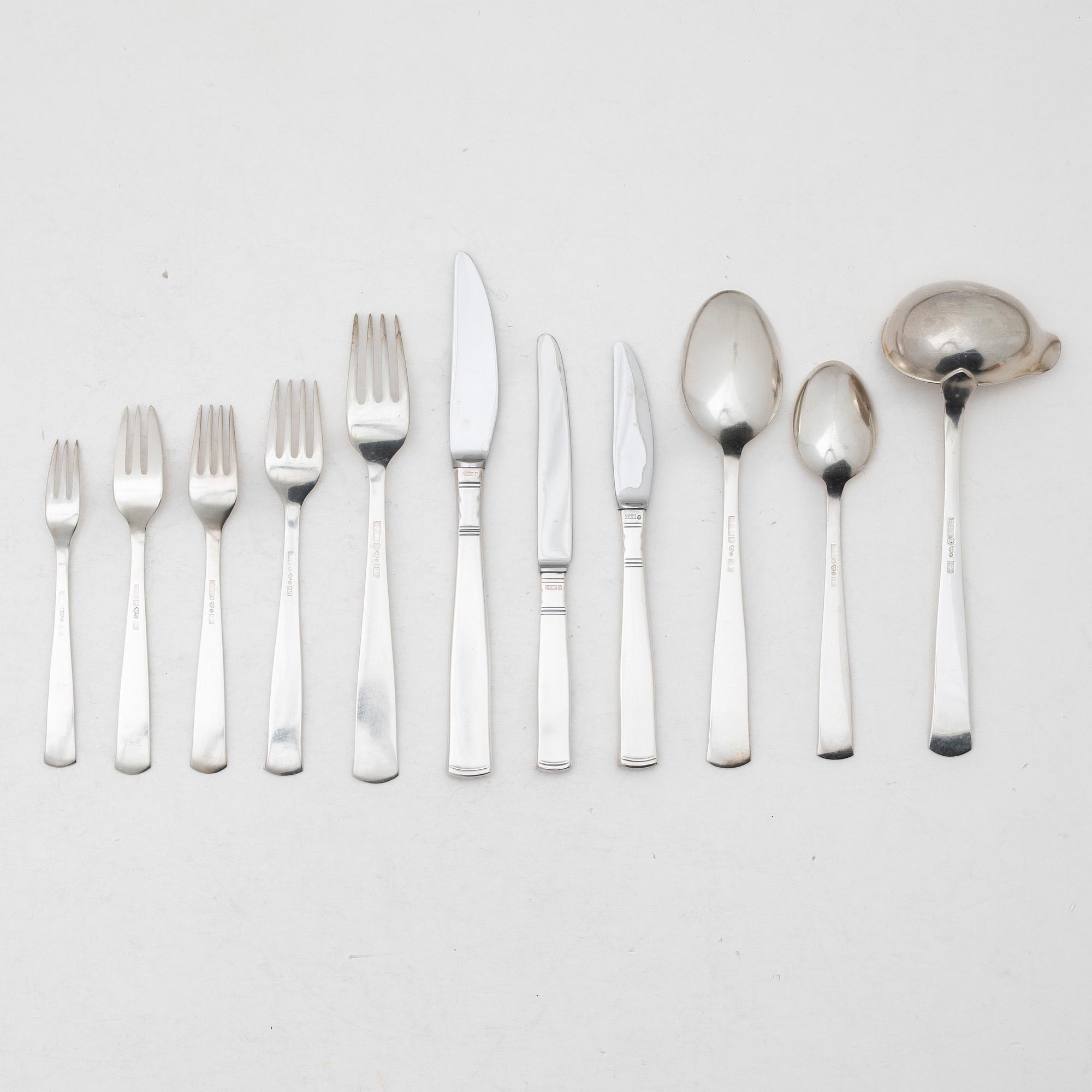 Jacob Ängman, A silver cutlery set, "Rosenholm", GAB, some Stockholm 1964 (98 pieces).