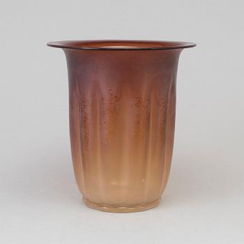 An Andries Dirk Copier amber coloured tin craquelé glass vase, Leerdam, Holland.
