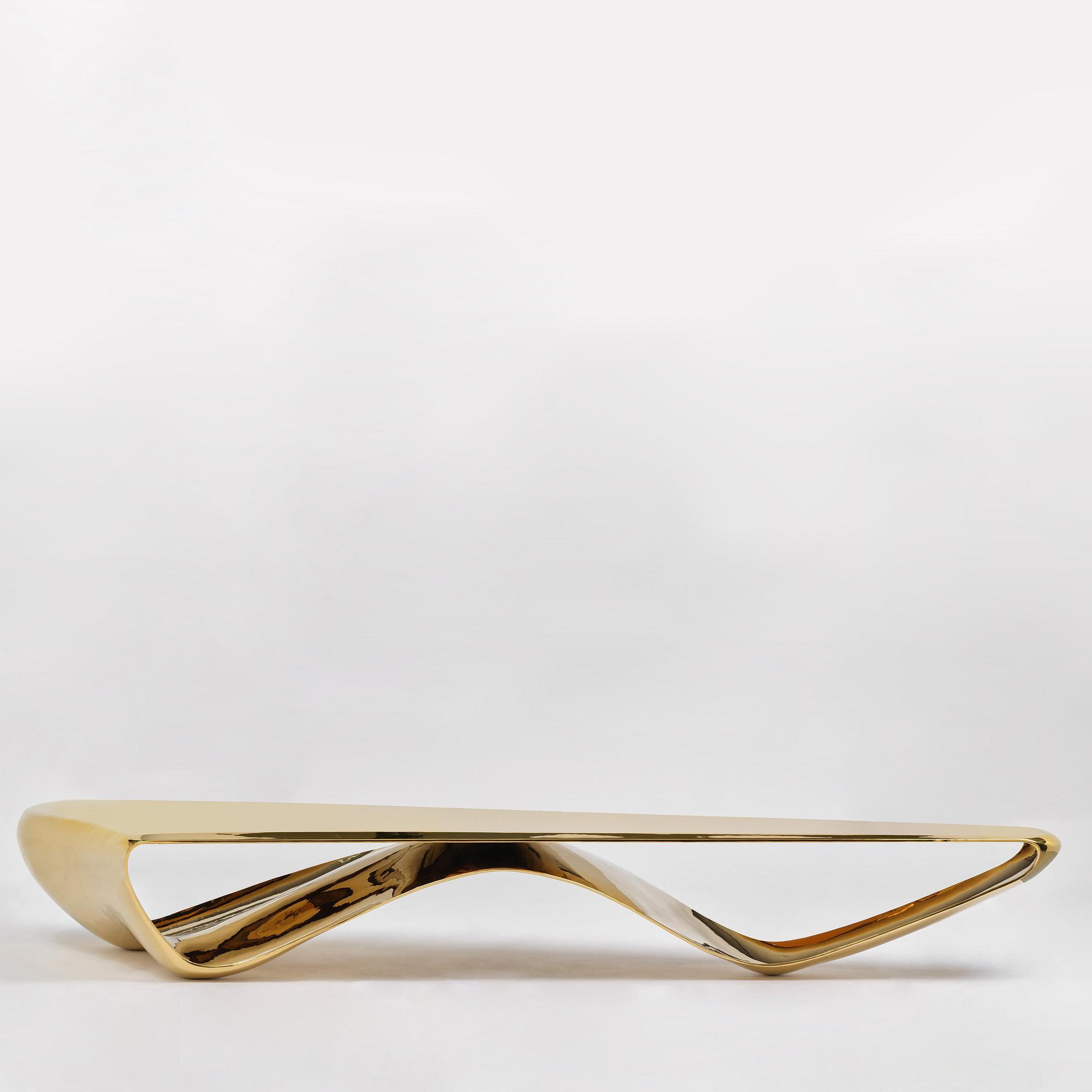 Johan Jonsson, soffbord/skulptur, "Luscious P1 Series" (Golden Table Edition), prototyp 1/2, 2010-2012.