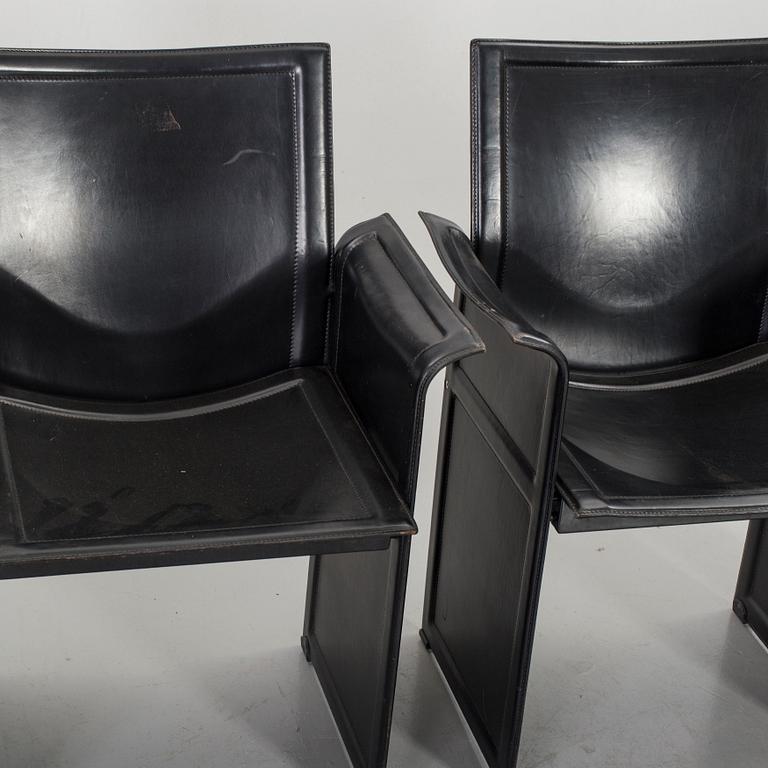 FOUR CHAIRS "KORIUM" TITO AGNOLI FOR MATTEO GRASSI.