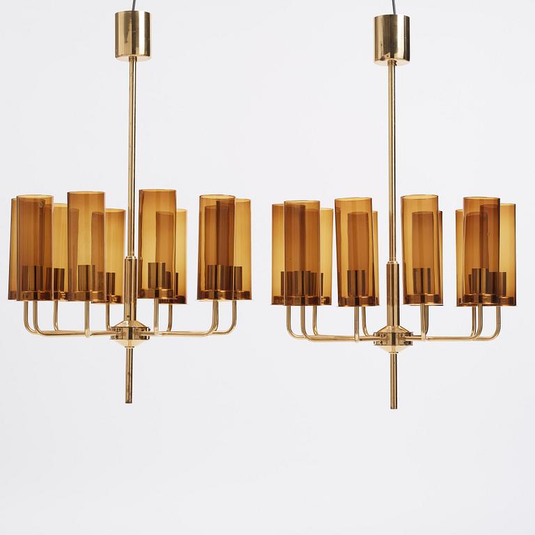 Hans-Agne Jakobsson, a pair of, "Sonata" chandeliers, model T-434/10, Hans Agne Jakobsson AB, Markaryd, Sweden 1960-70s.