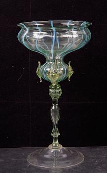 POKAL, glas, möjligen Venini, Italien 1800/1900-tal.