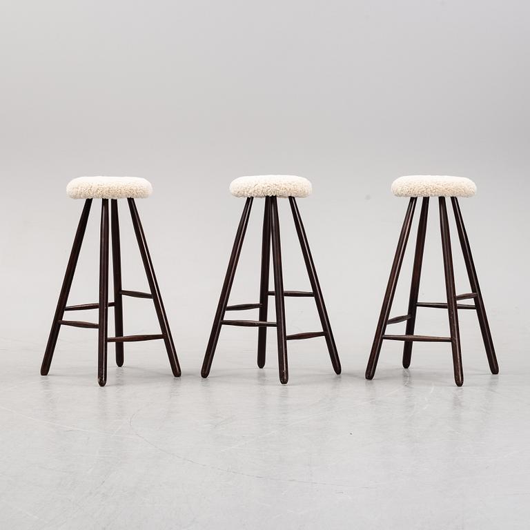 A set of three bar stools, second half of the 20th century.