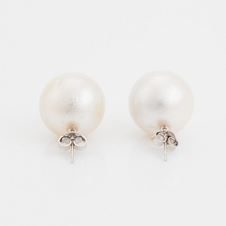 Cultured South sea pearl earrings.