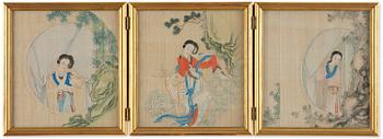 942. Four paintings of 'Chinese beauties' by anonymous artist, Qing dynasty, 19th century.