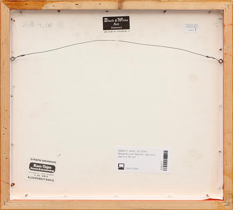 AXEL OLSON, färgkrita och blyerts, sign och dat 4.4.78.