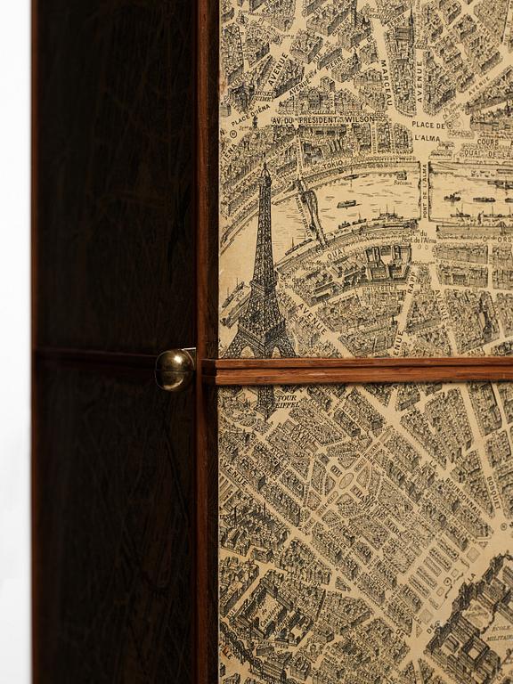 Josef Frank, a cabinet covered with Georges Peltier's 'Plan de Paris à vol d'oiseau', Svenskt Tenn, Stockholm, probably ca 1937-43.