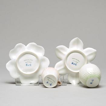 A set of six (3+3) cups with stands, Denmark, Bing & Gröndahl, early 20th Century.