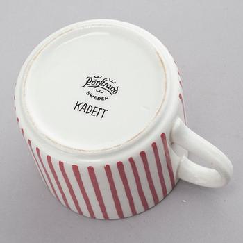 HERTHA BENGTSON, kaffeservis, nio delar, porslin, "Kadett Röd", Rörstrand, formgiven 1954.