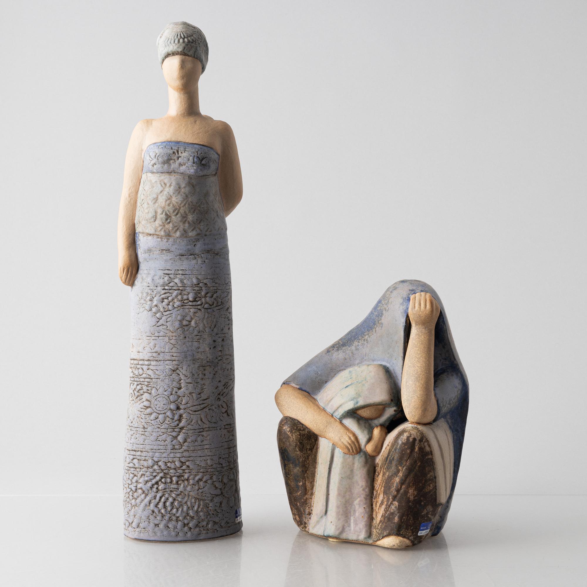 Lisa Larson, figuriner, 2 st, stengods, bl.a. "Arabkvinna", Gustavsbergs studio.