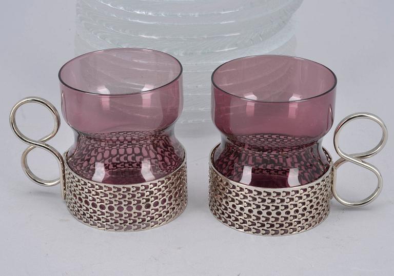 GLÖGGLAS, 24 st, TALLRIKAR, 17 st, glas "Tsaikka", Timo Sarpaneva, Iittala, 1900-talets senare hälft.