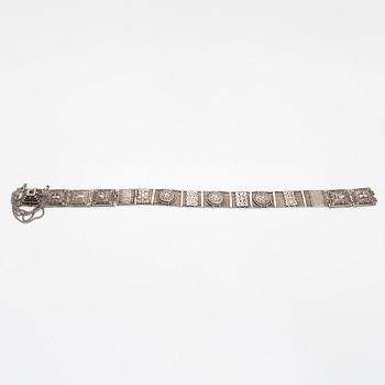 A late 19th-century silver belt, Tamil Nadu, South India.
