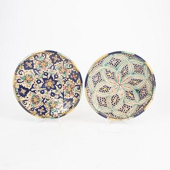 A set of two Hispano-Moresque ceramic plates later part of the 19th century.