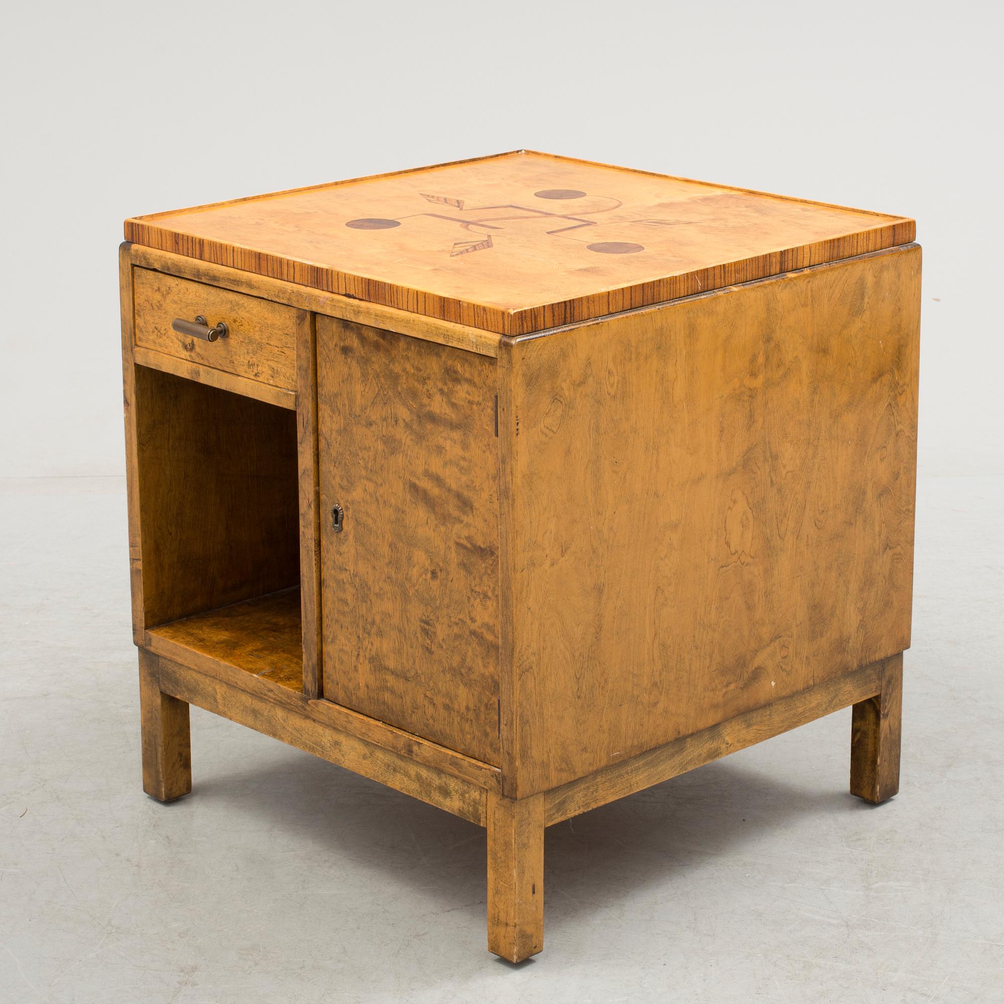 An Art Deco inlay smoking table, 1930's.