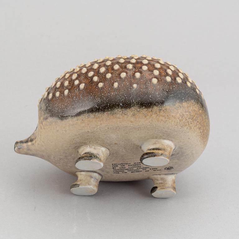 Lisa Larson, stoneware figurine, hedgehog, in cooperation with WWF, 1975-81.