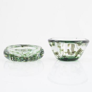 Edward Hald, skålar, 2 st, "Fiskgraal", Orrefors.