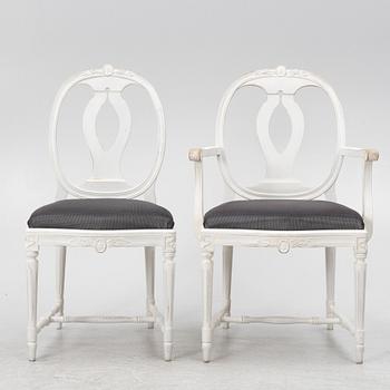 Matsalsgrupp, 13 delar, gustaviansk stil, 1900-talets andra hälft.