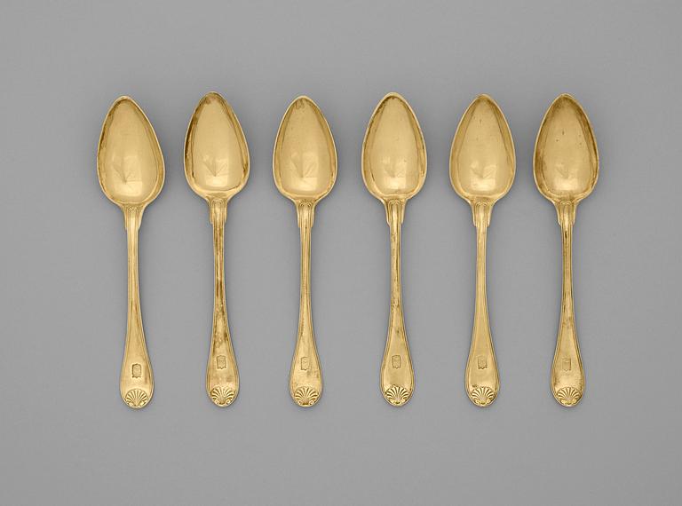 DESSERTSKEDAR, 6 st, av Johan Petter Grönvall, Stockholm 1821-1827.