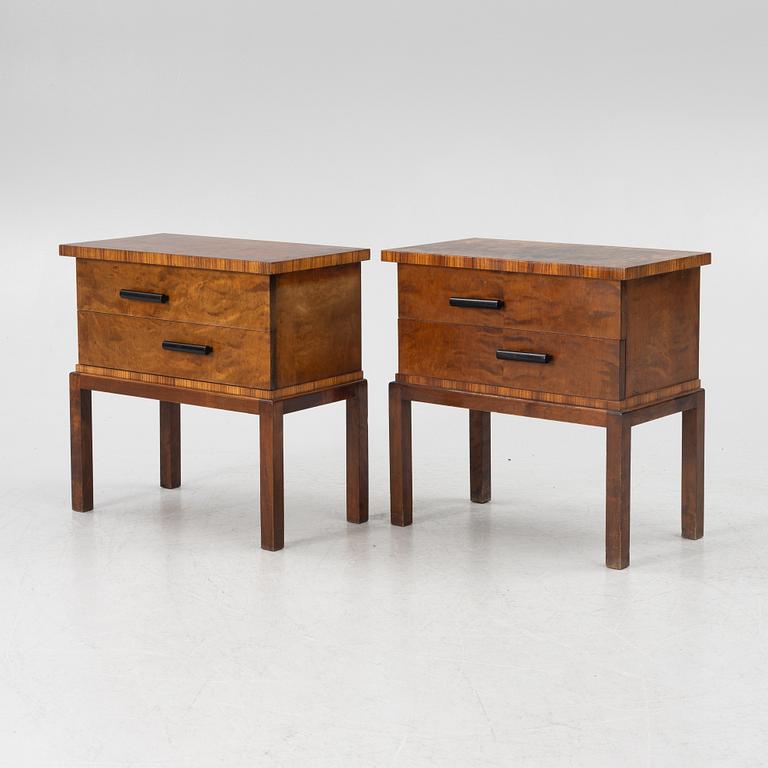 Sidobord/nattduksbord, ett par, 1930-tal.