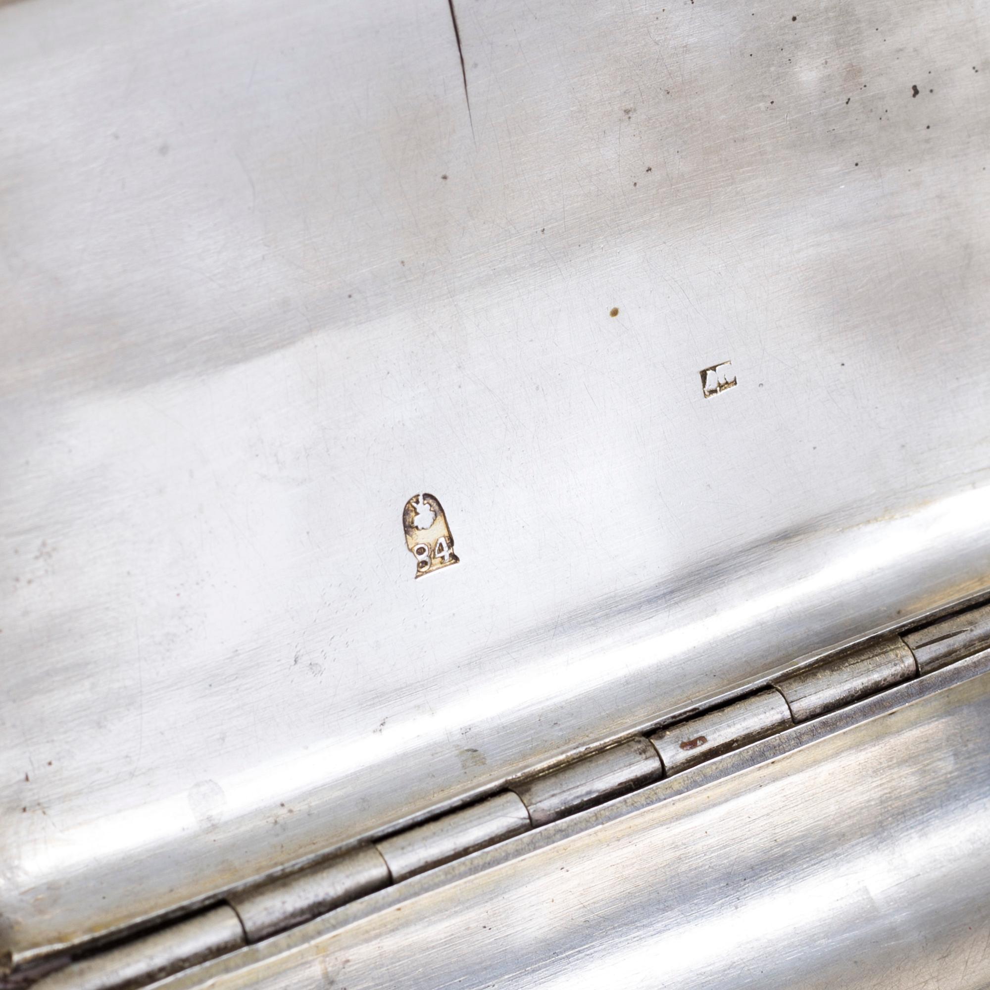 A Russian silver and niello tobacco cheroot box, unidentified maker's mark, Moscow, 1855-1888.