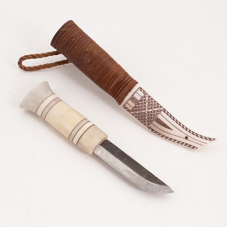 A reindeer horn knife by Oliver Israelsson, before 1994, signed.