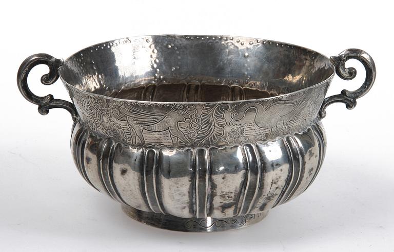 SKÅL, silver, barock/barockstil. Vikt ca 583 gr.
