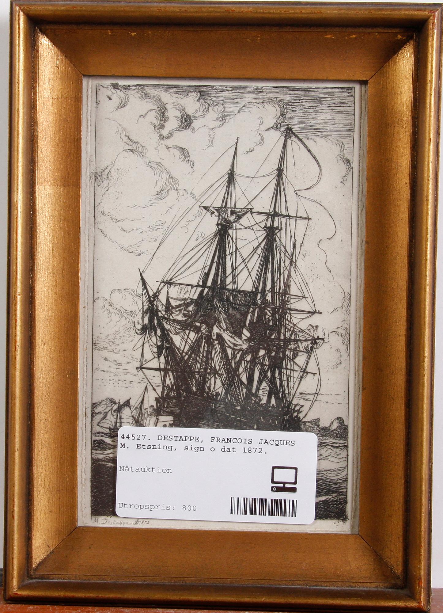 DESTAPPE, FRANCOIS JACQUES M. Etsning, sign o dat 1872.