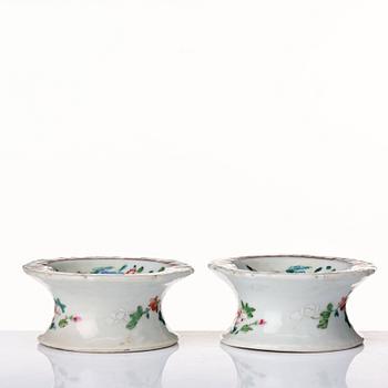 A pair of famille rose salts, Qing dynasty, Qianlong (1736-95).