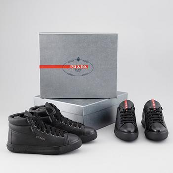PRADA, sneakers, två par, storlek 35,5.