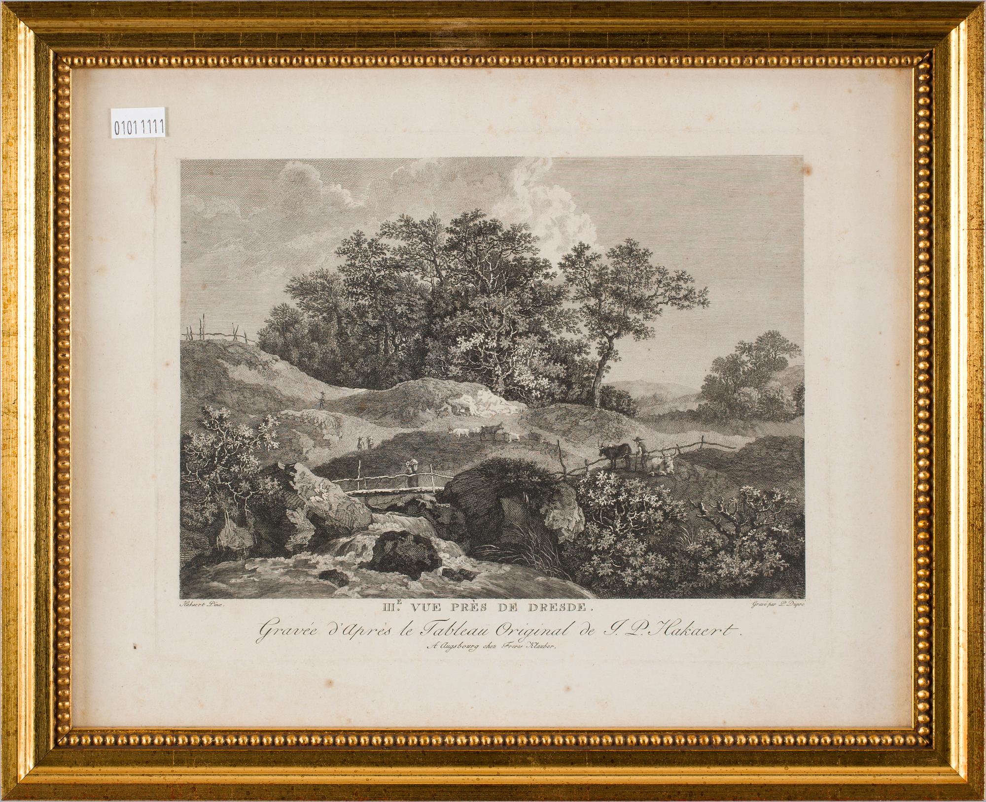 L. DUPRÈ, 2 st, efter bla Berghem, kopparstick, 1800-tal.