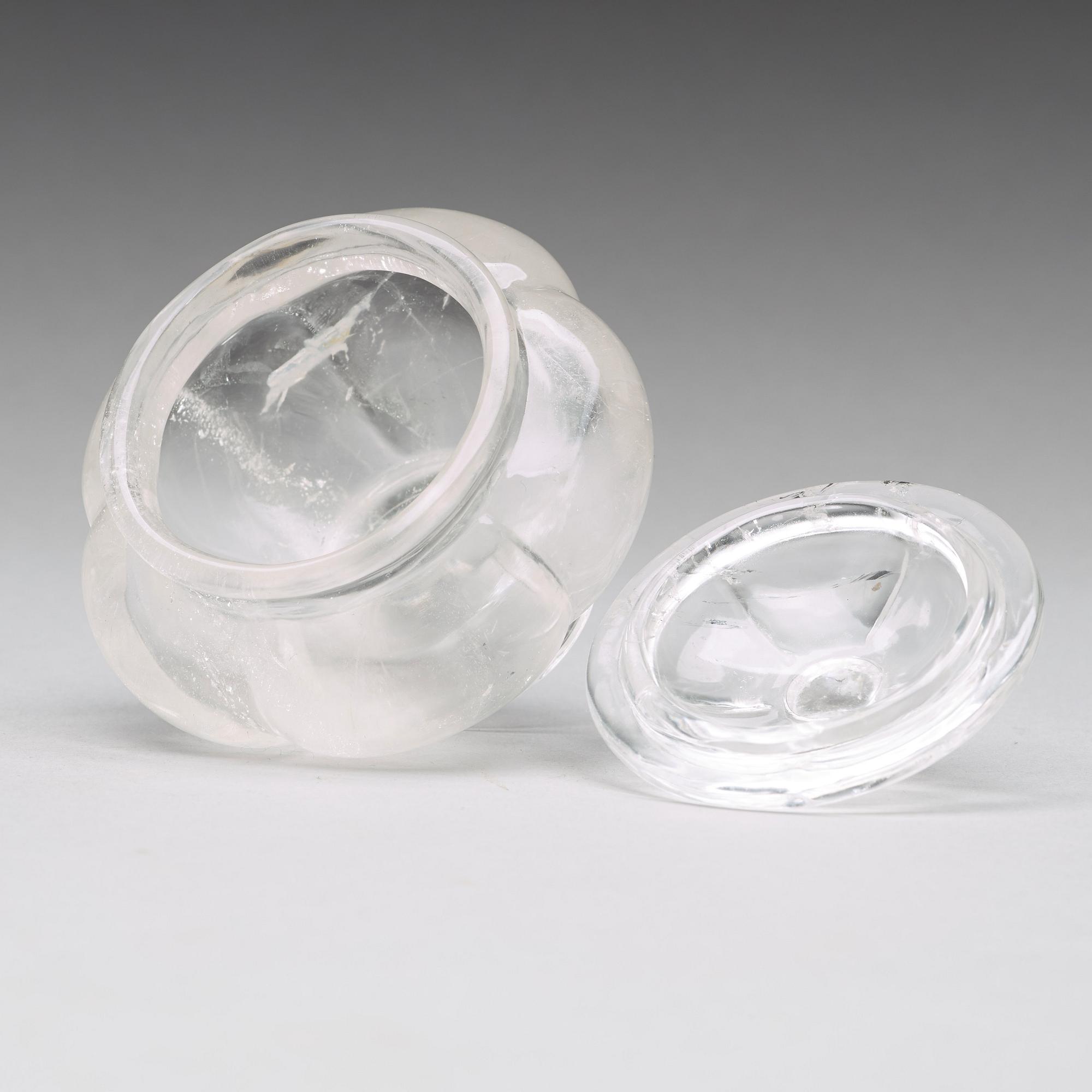 A Chinese rock crystal bowl with cover, 20th Century.